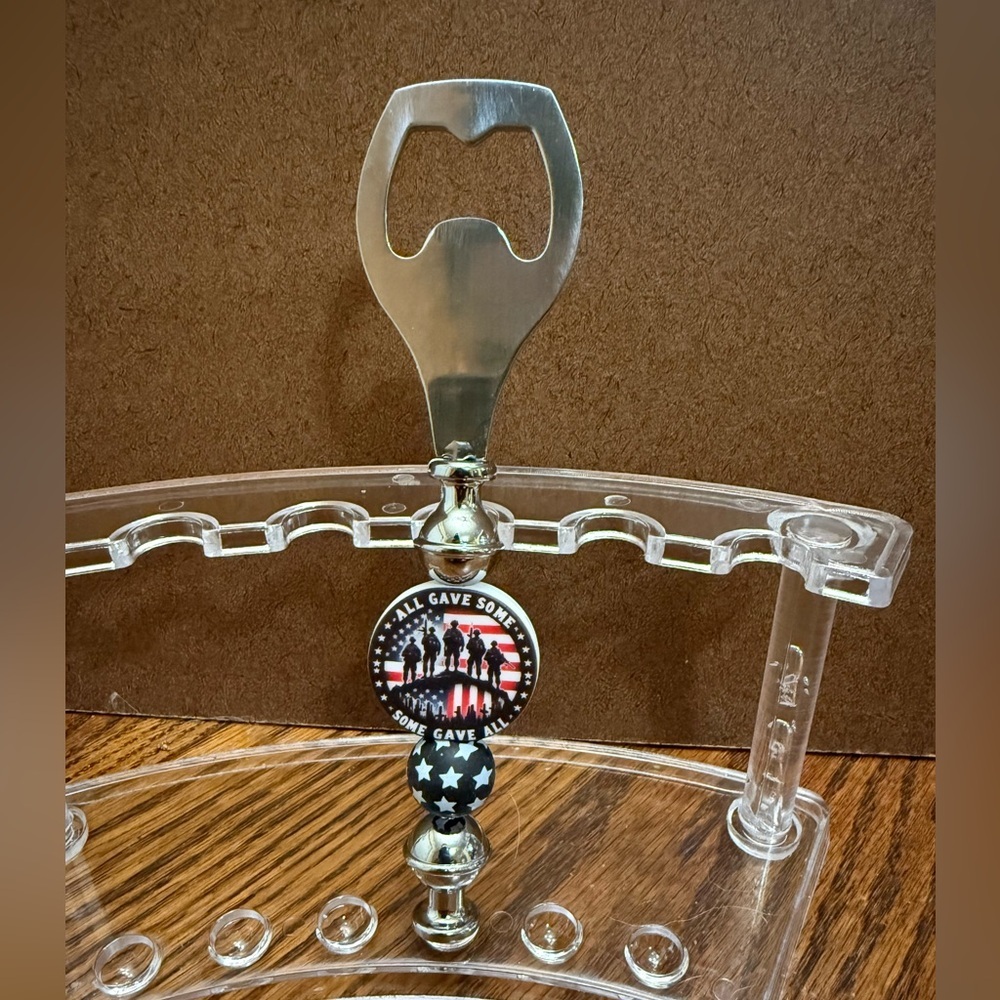 Patriotic Bottle Opener-stainless steel - silicone beads- handmade